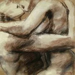 Mon coeur 16 sanguine et gouache sur kraft 30X30