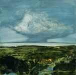 Landscape #6, huile sur bois MDF, 20X20 cm. Disponible.