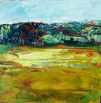 Paysage abstrait #2, acrylique sur contrecollé 20X20 cm. Disponible.