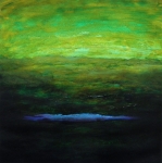 le_lac_bleu_acrylique_sur_papier_56X57 Vendu.