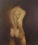 nu masculin de dos, huile sur bois, 71X65