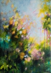 Jardin au printemps, acrylique sur toile, 92X65cm. Disponible.