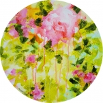 Poésie florale 1, acrylique sur toile, 40 cm diamètre. Disponible.