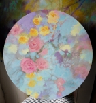 So romantic tondo, acrylique sur toile, 60cm diamètre. Disponible.