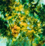 fleurs jaunes en été, huile sur toile, 50X50 cm. Vendu
