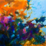 Fleurs abstraites, huile sur toile, 60X60 cm. Vendu.