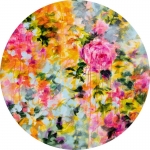 Floral psychédélique, acrylique sur toile,  80 cm diamètre. Disponible.