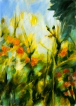 Jardin en automne 2, acrylique sur toile, 92X65 cm. Disponible.