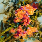 Les glaieuls, huile sur toile, 38,5X39 cm Disponible.