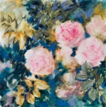 Roses d'automne, technnique mixte sur toile, 60X60 cm. Disponible.