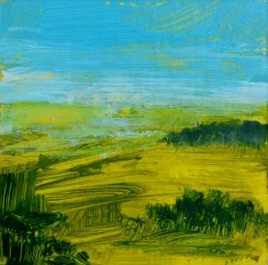 Ciel bleu, acrylique sur contrecollé, 10X10 cm