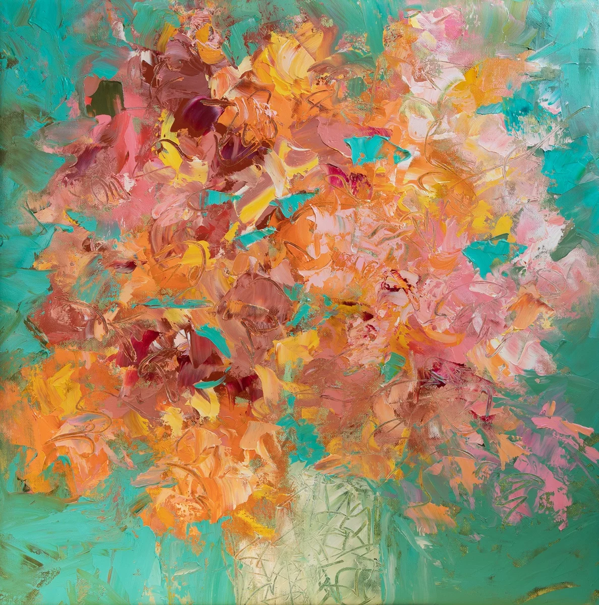 Bouquet huile sur toile 60X60cm