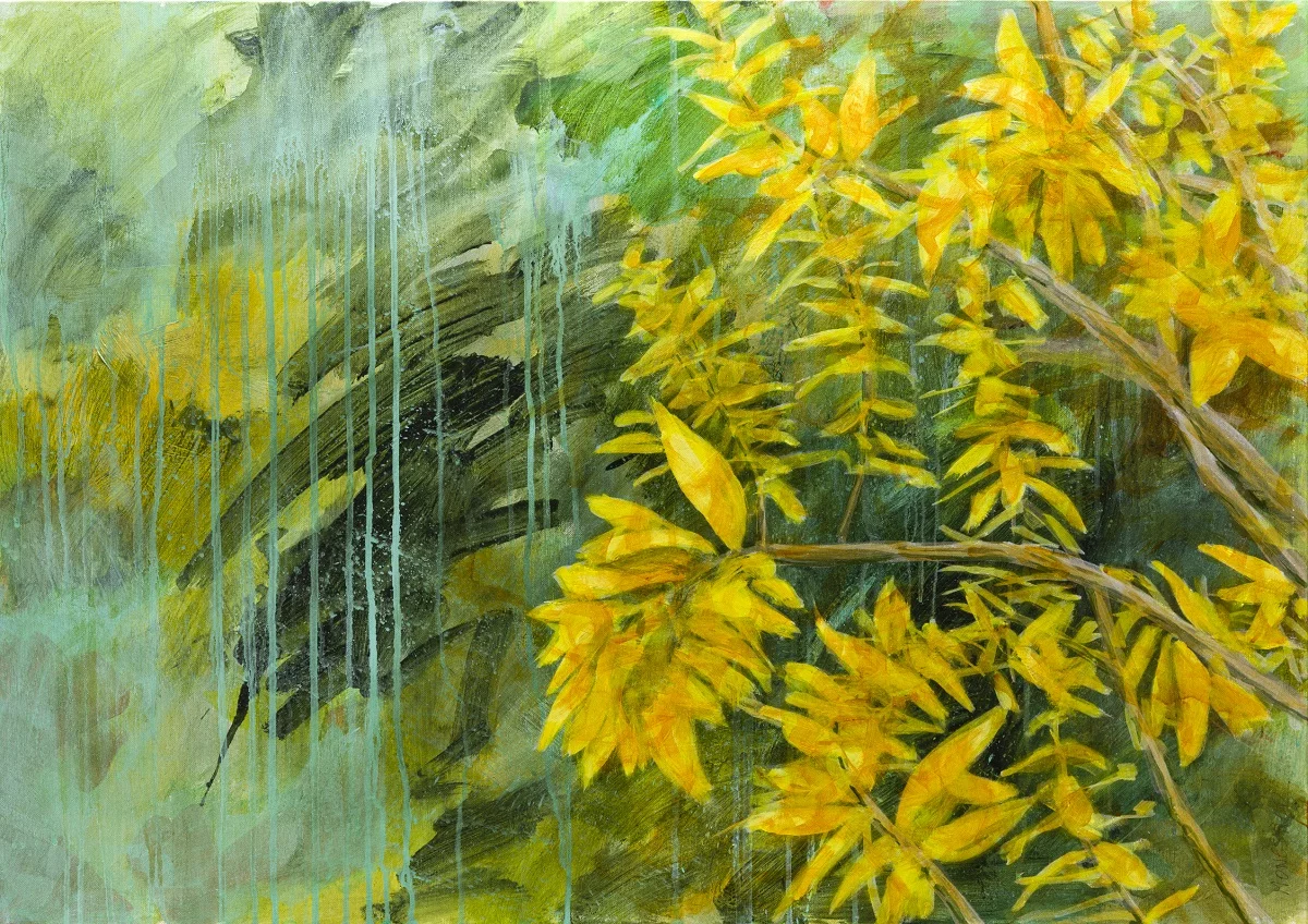 Les verveines, acrylique sur toile, 92X65 cm