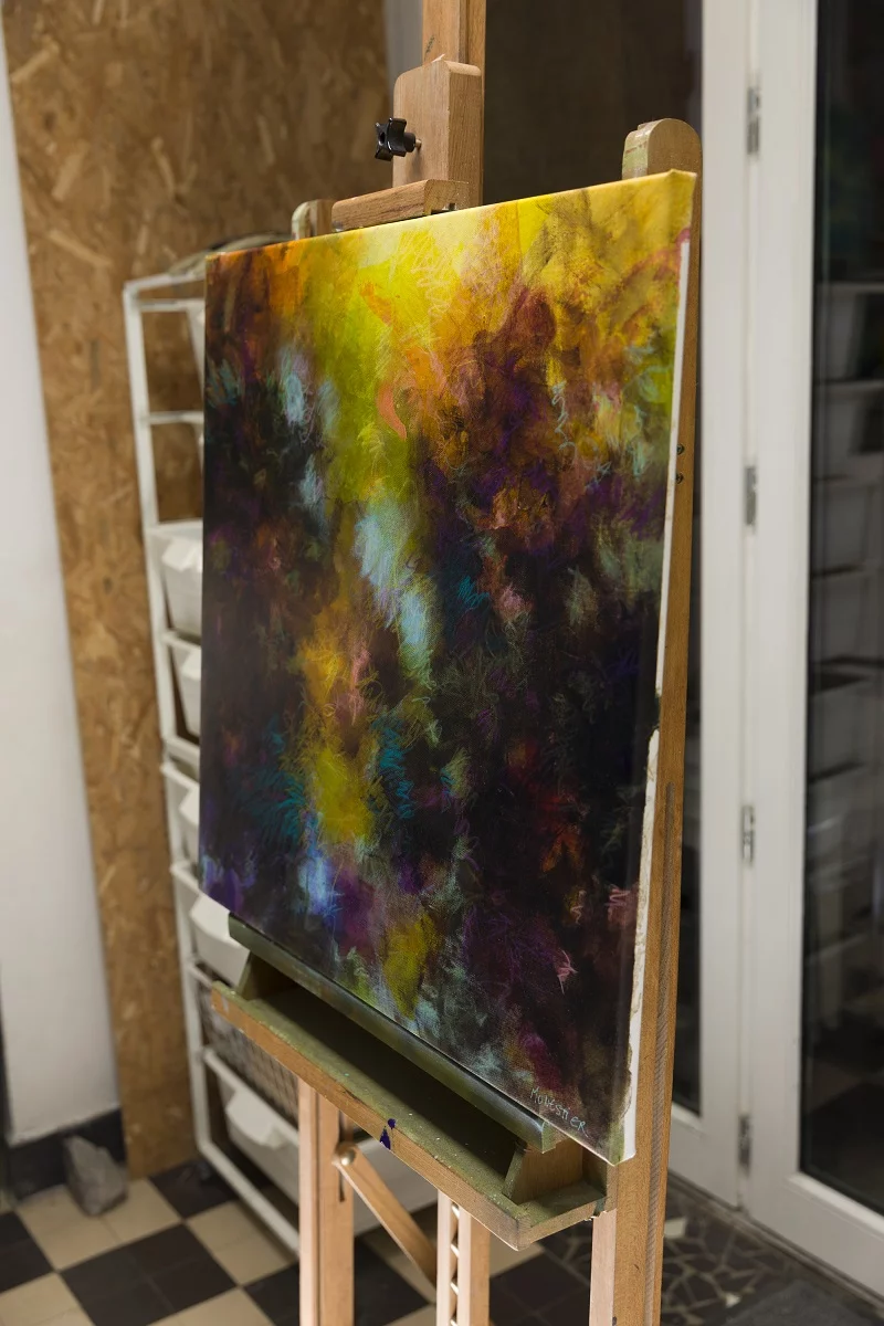 les nuits d'été nocturne acrylique et neocolor sur toile 60X60