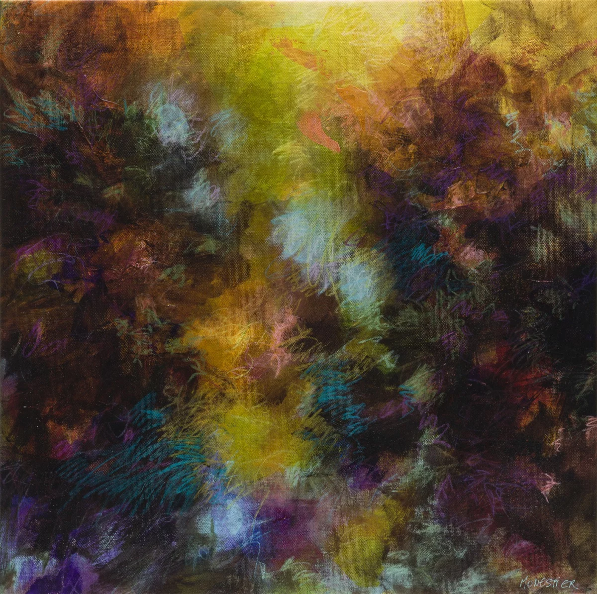 les nuits d'été nocturne acrylique et neocolor sur toile 60X60