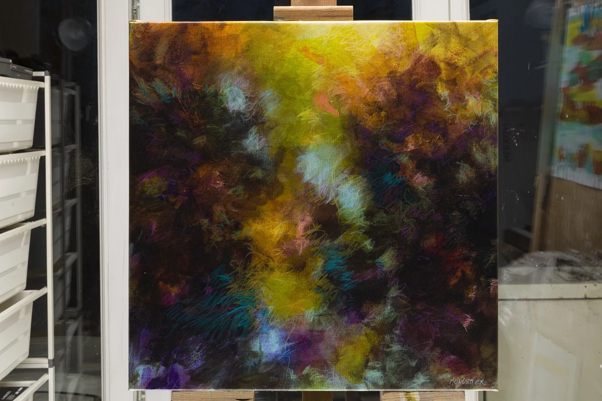 les nuits d'été nocturne acrylique et neocolor sur toile 60X60