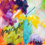 La feuille turquoise, Pur abstrait 3, acrylique sur papier, 56X73 cm