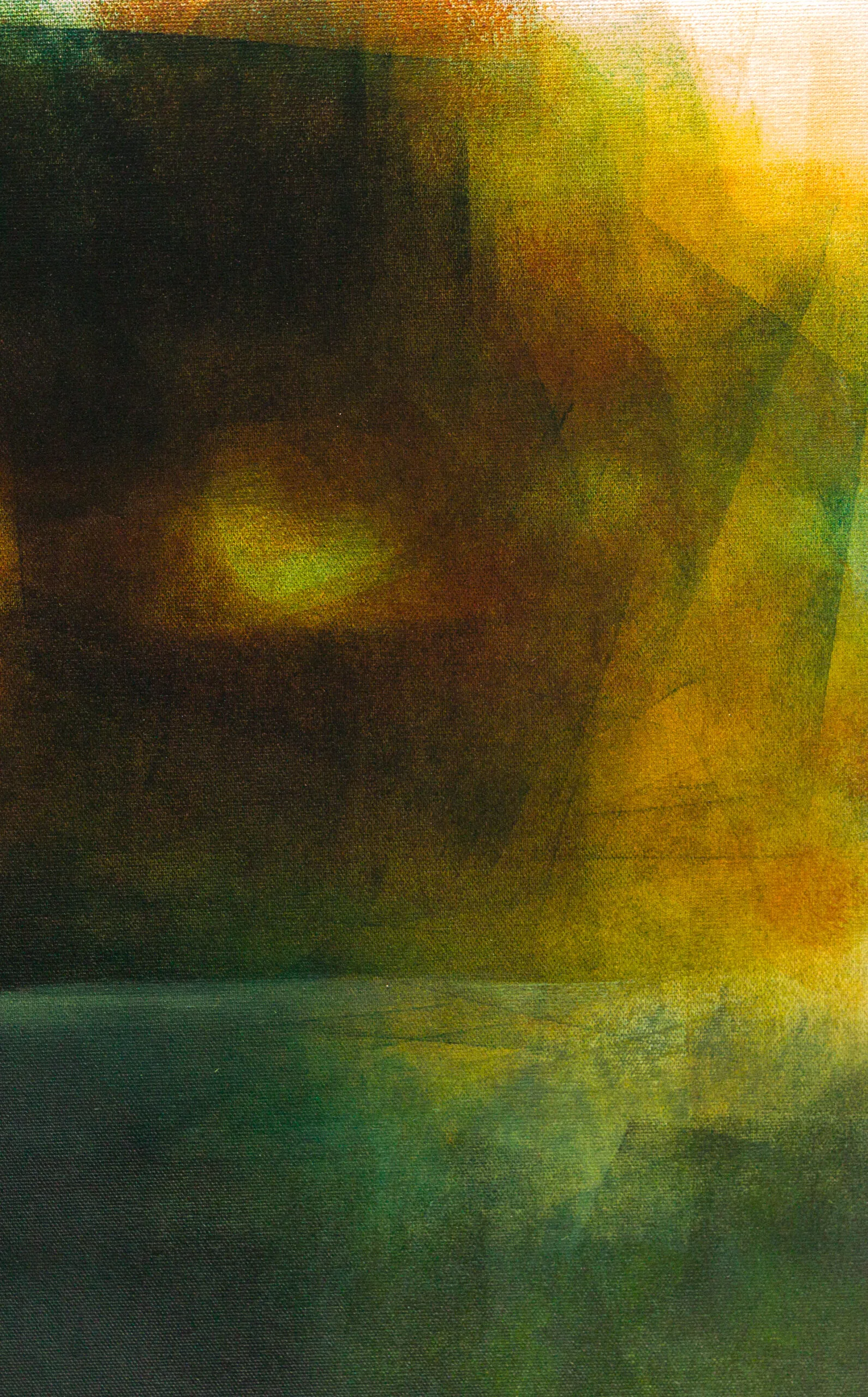 Paysage urbain mystérieux, acrylique sur toile, 50X89 cm