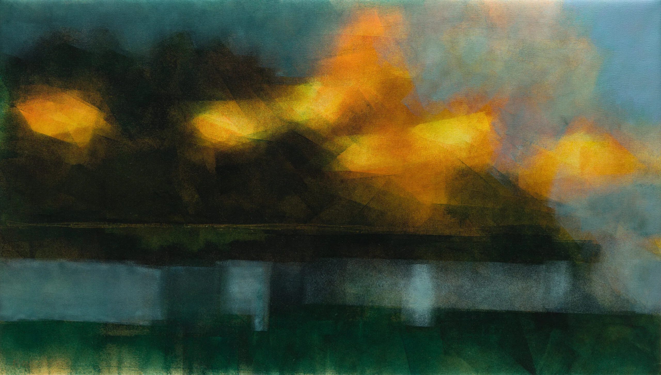 landscape Paysage urbain, acrylicque sur toile, 50X87 cm